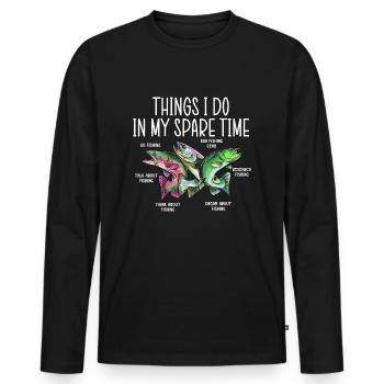 Pêche, pêche, pêche, choses que je fais pendant mon temps libre - T-shirt manches longues Premium bio Homme - noir - Devant - Nico (187cm)