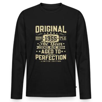 Original 1955 Vintage Vintage Rétro Anniversaire - T-shirt manches longues Premium bio Homme - noir - Devant - Nico (187cm)