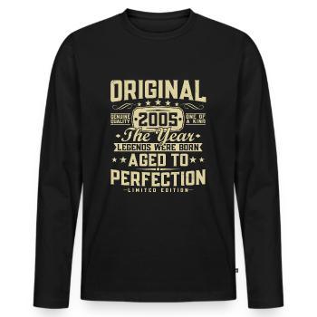 Original 2005 Vintage Vintage Rétro Anniversaire - T-shirt manches longues Premium bio Homme - noir - Devant - Nico (187cm)