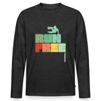 Parkour Run Free - Men's Premium Organic Long Sleeve Shirt - heather anthracite - Front - Nico (187cm)