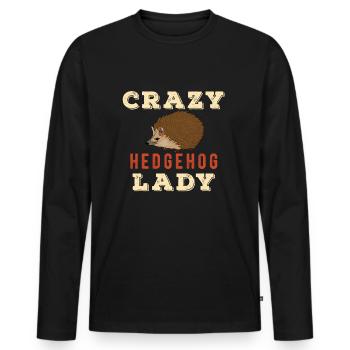 Verrückte Igeldame - Männer Premium Bio Langarmshirt - Schwarz - Vorne - Nico (187cm)
