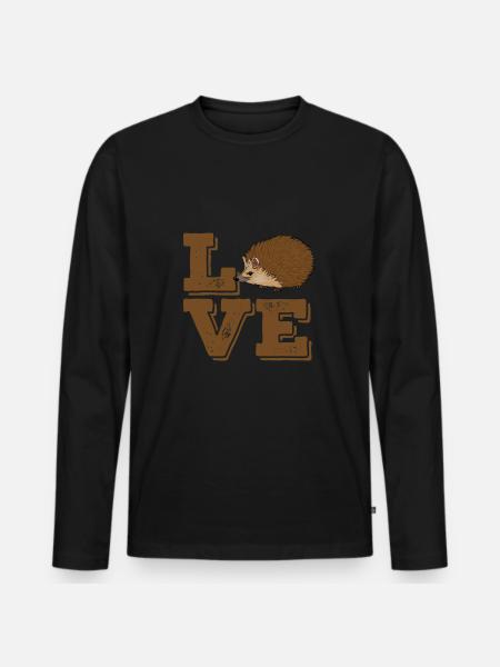 Ich liebe Igel - Männer Premium Bio Langarmshirt - Schwarz