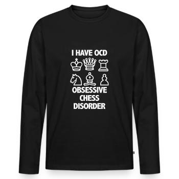 J’ai un trouble obsessionnel aux échecs - T-shirt manches longues Premium bio Homme - noir - Devant - Nico (187cm)