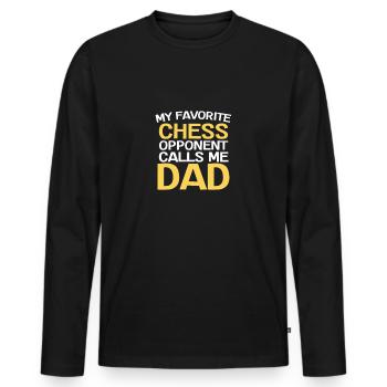 Schachvater Mein Lieblingsschachgegner nennt mich Papa - Männer Premium Bio Langarmshirt - Schwarz - Vorne - Nico (187cm)