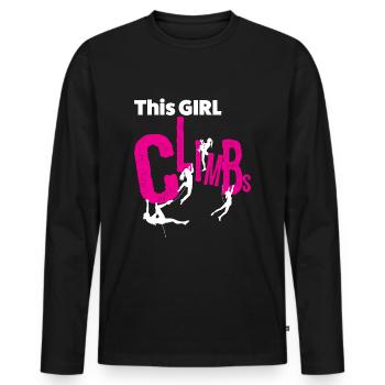 Escalader cette fille grimpe - T-shirt manches longues Premium bio Homme - noir - Devant - Nico (187cm)