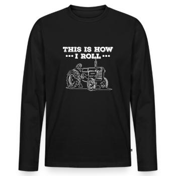 Traktor So ticke ich - Männer Premium Bio Langarmshirt - Schwarz - Vorne - Nico (187cm)