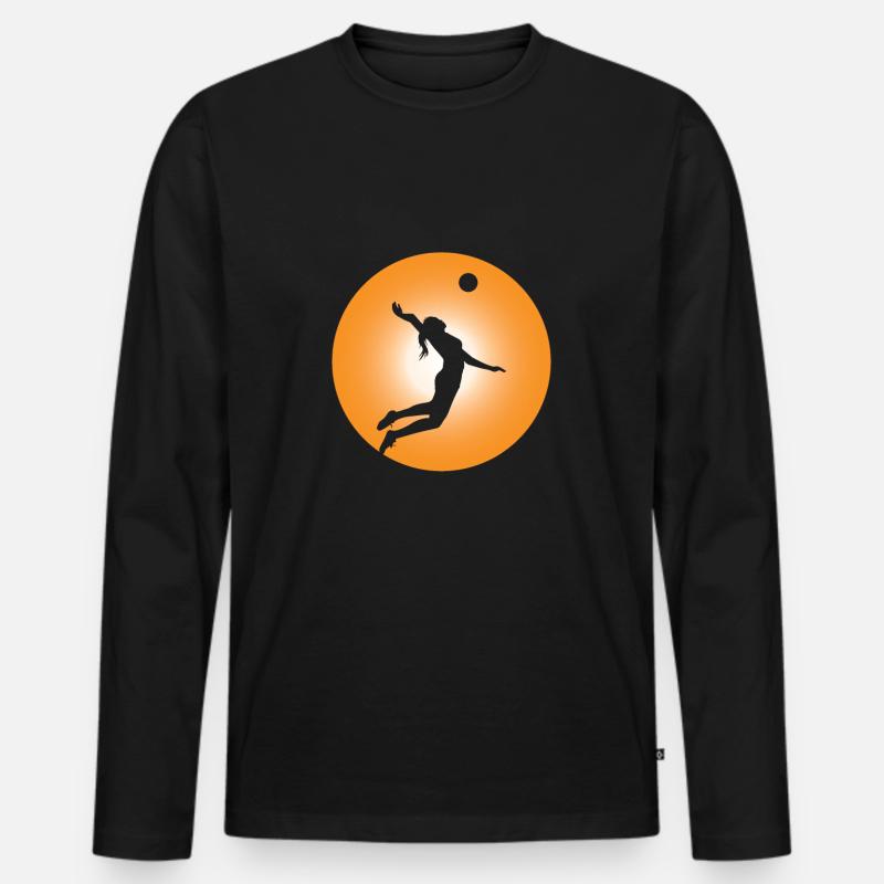 Volleyball Damen - Männer Premium Bio Langarmshirt - Schwarz