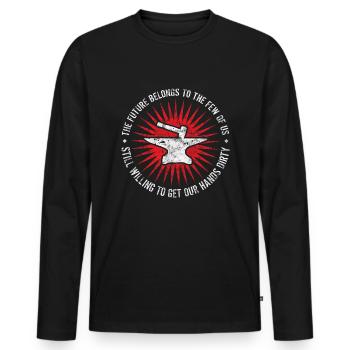 Hammer and Anvil Blacksmith - Men's Premium Organic Long Sleeve Shirt - black - Front - Nico (187cm)