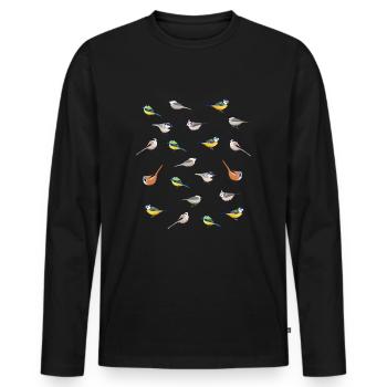 Illustrierte Meisenvögel | Vogelbeobachtung Geschenk - Männer Premium Bio Langarmshirt - Schwarz - Vorne - Nico (187cm)