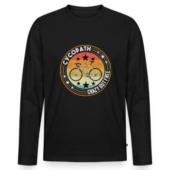 Cycliste cycliste Cycopath Fou mais libre - T-shirt manches longues Premium bio Homme - noir - Devant - Nico (187cm)