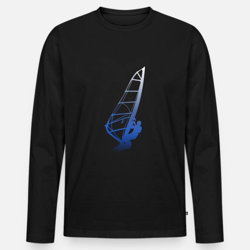Windsurfer Silhouette - Männer Premium Bio Langarmshirt - Schwarz