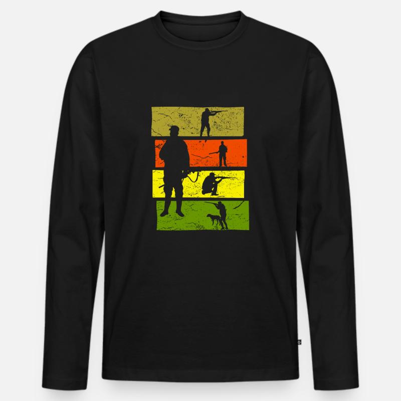 Jäger - Männer Premium Bio Langarmshirt - Schwarz