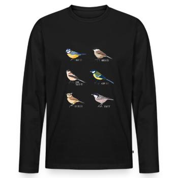 Bird watching Gift - Blue tit, Great tit - Men's Premium Organic Long Sleeve Shirt - black - Front - Nico (187cm)