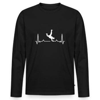 Breakdancing Heartbeat danseur de pause-cadeau - T-shirt manches longues Premium bio Homme - noir - Devant - Nico (187cm)