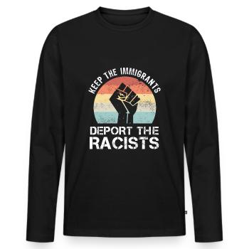 BLM garde les immigrants expulser les racistes - T-shirt manches longues Premium bio Homme - noir - Devant - Nico (187cm)