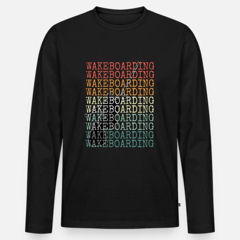 Wakeboarden Retro - Männer Premium Bio Langarmshirt - Schwarz