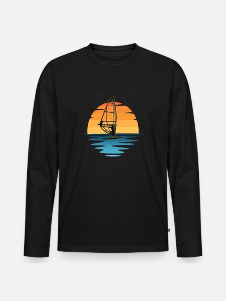 Windsurfing Sunset - Men's Premium Organic Long Sleeve Shirt - black