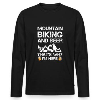Mountain Biking and Beer Gift MTB Funny - Men's Premium Organic Long Sleeve Shirt - black - Front - Nico (187cm)