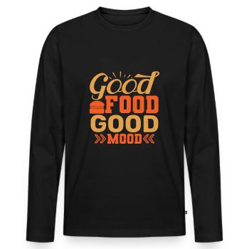 Good food good mood - Men's Premium Organic Long Sleeve Shirt - black - Front - Nico (187cm)