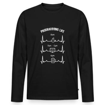 Programmieren Leben Kaffee Code Bier Geschenk - Männer Premium Bio Langarmshirt - Schwarz - Vorne - Nico (187cm)