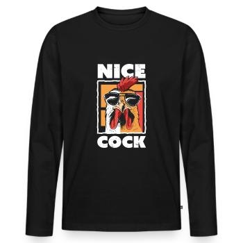 Poulet Farming Funny Nice Cock Gift - T-shirt manches longues Premium bio Homme - noir - Devant - Nico (187cm)