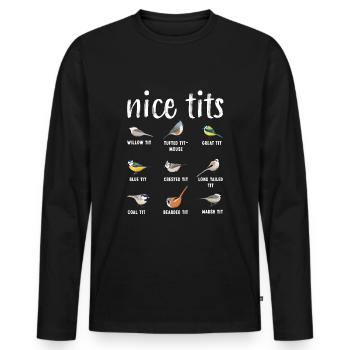 Observation des oiseaux Cadeau Drôle d’ornitologie - Mésanges gentilles - T-shirt manches longues Premium bio Homme - noir - Devant - Nico (187cm)