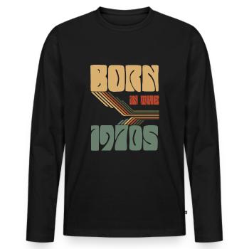 70s Born In The 1970s - Men's Premium Organic Long Sleeve Shirt - black - Front - Nico (187cm)