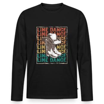 Line Dancing - Line Dance - Men's Premium Organic Long Sleeve Shirt - black - Front - Nico (187cm)