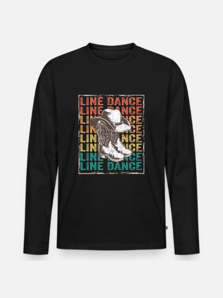 Line Dancing - Line Dance - Männer Premium Bio Langarmshirt - Schwarz
