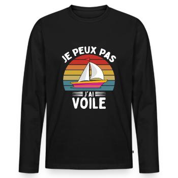 Je Peux Pas J'ai Voile - T-shirt manches longues Premium bio Homme - noir - Devant - Nico (187cm)