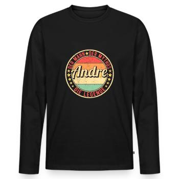 Andre Der Mann Der Mythos Die Legende - Männer Premium Bio Langarmshirt - Schwarz - Vorne - Nico (187cm)