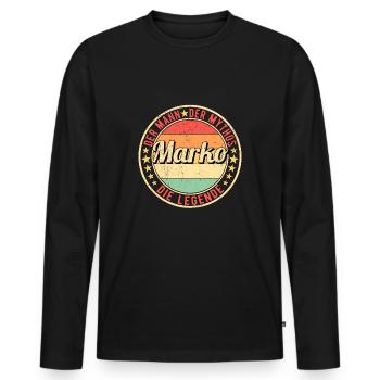 Marko Der Mann Der Mythos Die Legende - Männer Premium Bio Langarmshirt - Schwarz - Vorne - Nico (187cm)