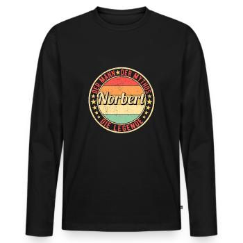 Norbert Der Mann Der Mythos Die Legende - Männer Premium Bio Langarmshirt - Schwarz - Vorne - Nico (187cm)