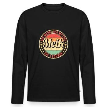 Meik Der Mann Der Mythos Die Legende - Männer Premium Bio Langarmshirt - Schwarz - Vorne - Nico (187cm)