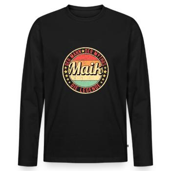 Maik Der Mann Der Mythos Die Legende - Männer Premium Bio Langarmshirt - Schwarz - Vorne - Nico (187cm)