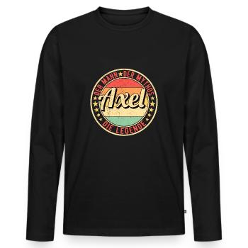 Axel Der Mann Der Mythos Die Legende - Männer Premium Bio Langarmshirt - Schwarz - Vorne - Nico (187cm)
