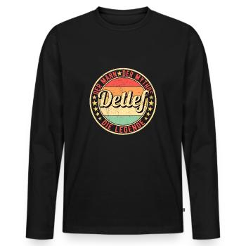 Detlef Der Mann Der Mythos Die Legende - Männer Premium Bio Langarmshirt - Schwarz - Vorne - Nico (187cm)