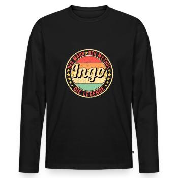 Ingo Der Mann Der Mythos Die Legende - Männer Premium Bio Langarmshirt - Schwarz - Vorne - Nico (187cm)