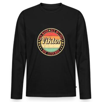Viktor Der Mann Der Mythos Die Legende - Männer Premium Bio Langarmshirt - Schwarz - Vorne - Nico (187cm)