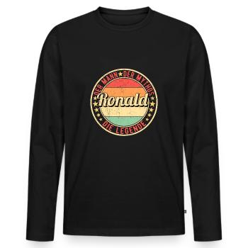 Ronald Der Mann Der Mythos Die Legende - Männer Premium Bio Langarmshirt - Schwarz - Vorne - Nico (187cm)