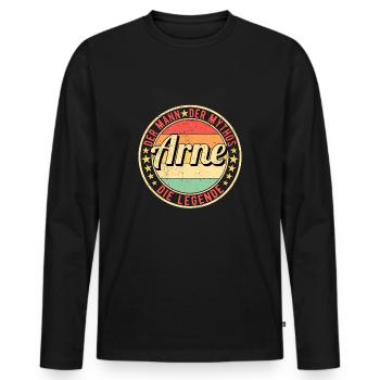 Arne Der Mann Der Mythos Die Legende - Männer Premium Bio Langarmshirt - Schwarz - Vorne - Nico (187cm)