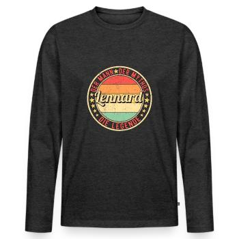 Lennard Der Mann Der Mythos Die Legende - Männer Premium Bio Langarmshirt - Anthrazit meliert - Vorne - Nico (187cm)