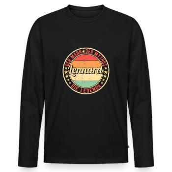 Lennard Der Mann Der Mythos Die Legende - Männer Premium Bio Langarmshirt - Schwarz - Vorne - Nico (187cm)