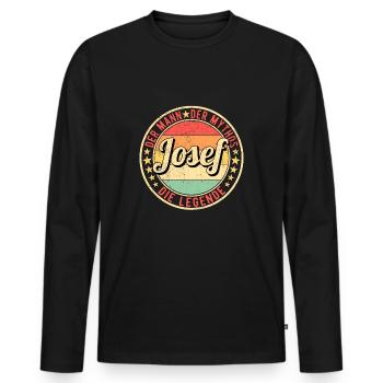 Josef Der Mann Der Mythos Die Legende - Männer Premium Bio Langarmshirt - Schwarz - Vorne - Nico (187cm)