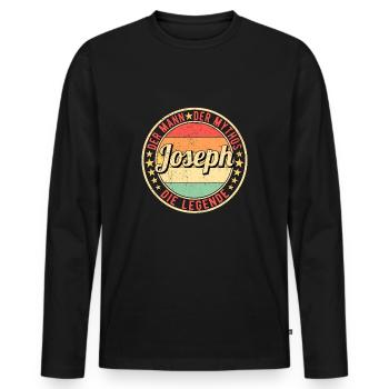 Joseph Der Mann Der Mythos Die Legende - Männer Premium Bio Langarmshirt - Schwarz - Vorne - Nico (187cm)