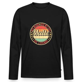 Malte Der Mann Der Mythos Die Legende - Männer Premium Bio Langarmshirt - Schwarz - Vorne - Nico (187cm)