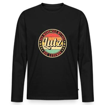 Lutz Der Mann Der Mythos Die Legende - Männer Premium Bio Langarmshirt - Schwarz - Vorne - Nico (187cm)