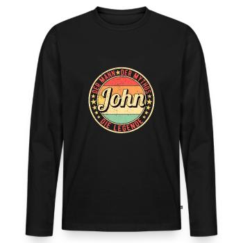 John Der Mann Der Mythos Die Legende - Männer Premium Bio Langarmshirt - Schwarz - Vorne - Nico (187cm)