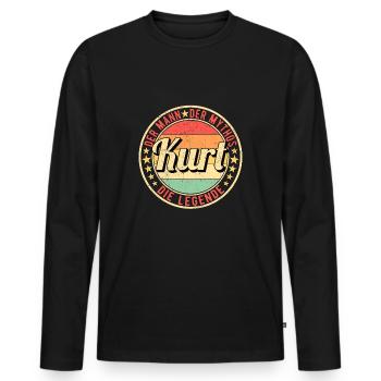 Kurt Der Mann Der Mythos Die Legende - Männer Premium Bio Langarmshirt - Schwarz - Vorne - Nico (187cm)