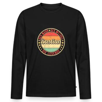Bastian Der Mann Der Mythos Die Legende - Männer Premium Bio Langarmshirt - Schwarz - Vorne - Nico (187cm)